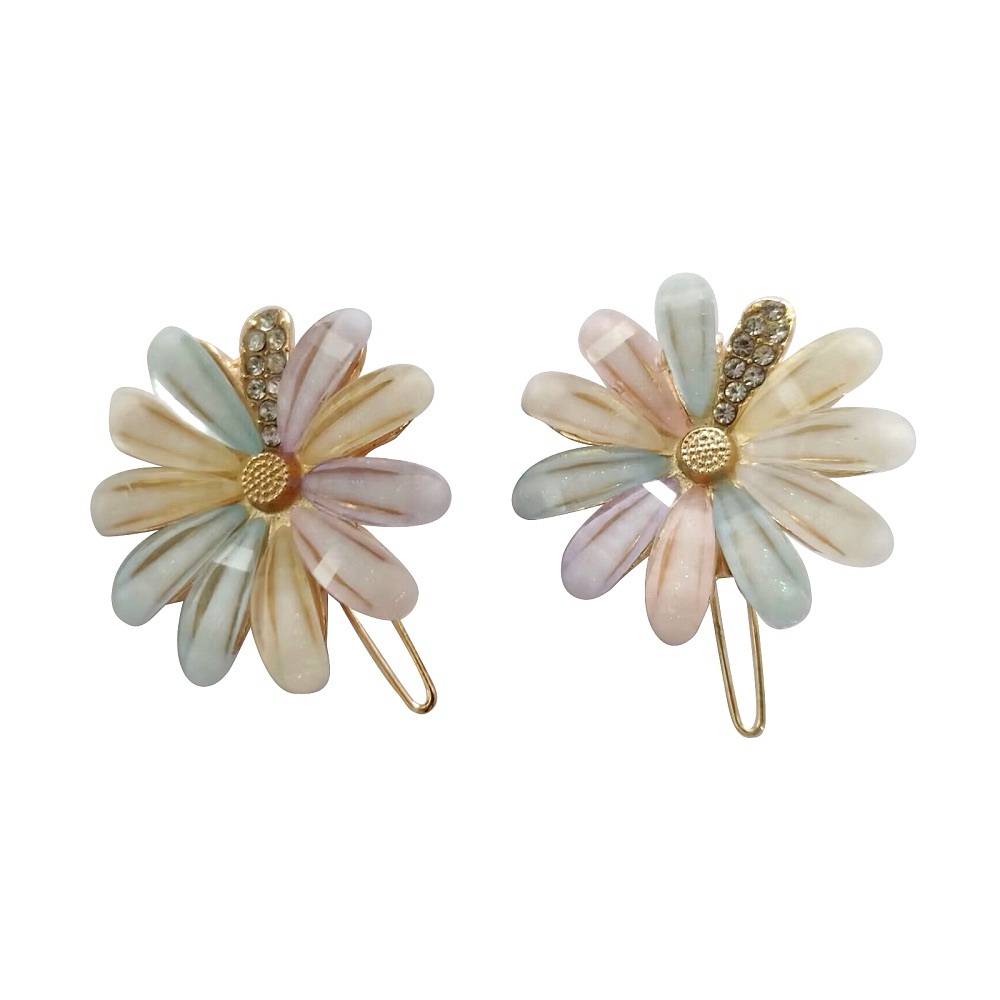 Pastel Flower Rhinestone Hair Barrettes
